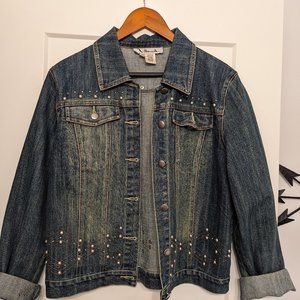 Embellished Distressed Denim Jacket women's medium